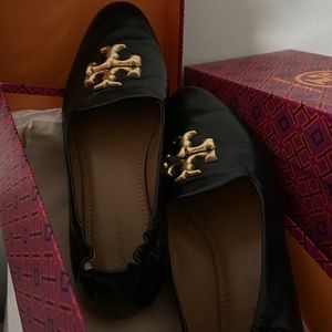 Tory Burch black and gold flats